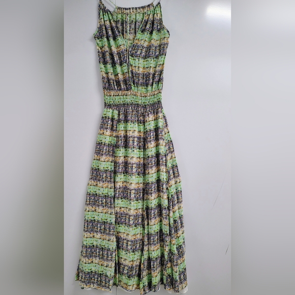 FREE PEOPLE GORGEOUS JEWEL TONE HAND-BLOCK PRINTED SILK MAXI DRESS Sz OS - Picture 11 of 16